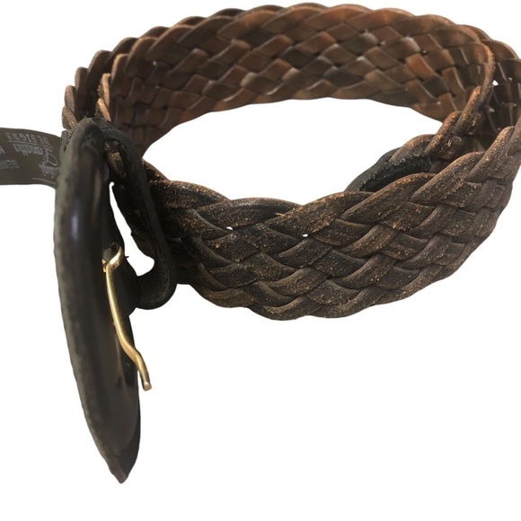 Made In Italy LUIGI LANATTA Genuine Leather BRAIDED Woven BROWN Belt Mens 30/ M - Picture 3 of 8
